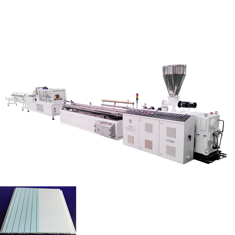 Línea de extrusión de paneles de pared de PVC de techo falso de plástico con extrusora gemela cónica HYZS65/132 potencia del motor principal de 37kw